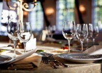 Empty glasses set in restaurant